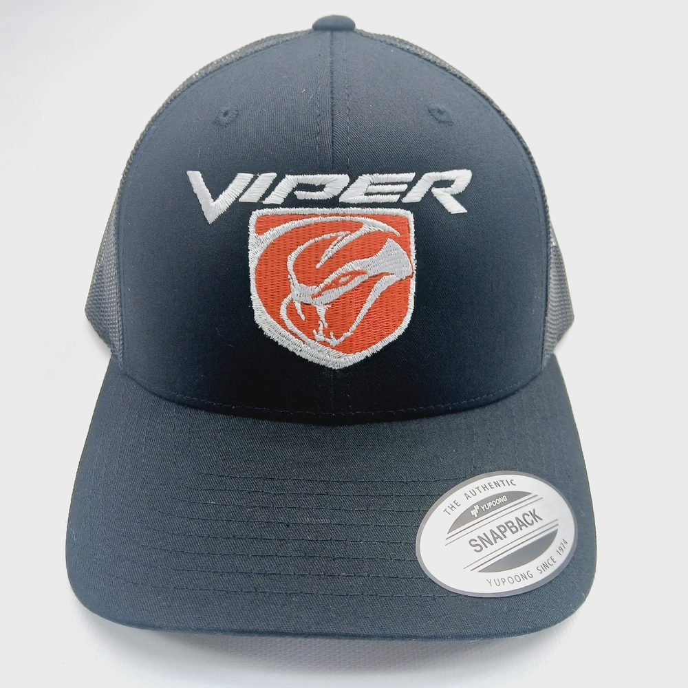 Black and Gray Snapback Hat with Dodge Viper Logo